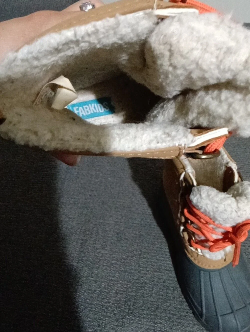 Kids Fabkids Winter Boots - Tan, Gray & Orange Laces